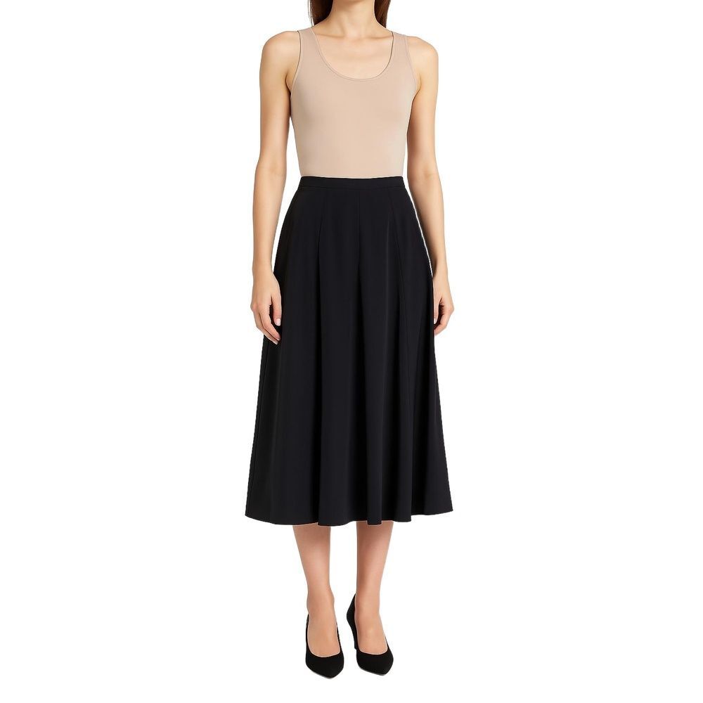 H by Heidi Weisel Black Box Pleated Classic Midi A-line Skirt Solid Womens Small